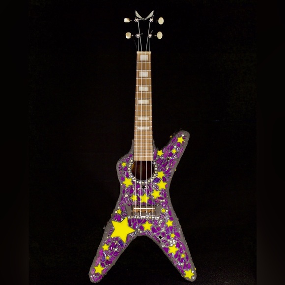 Purple and Yellow Star Mosaic Electric Ukulele - Picture 1 of 7